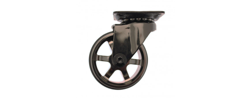 Roulettes pivotantes sur platine pour petit mobilier et manutention