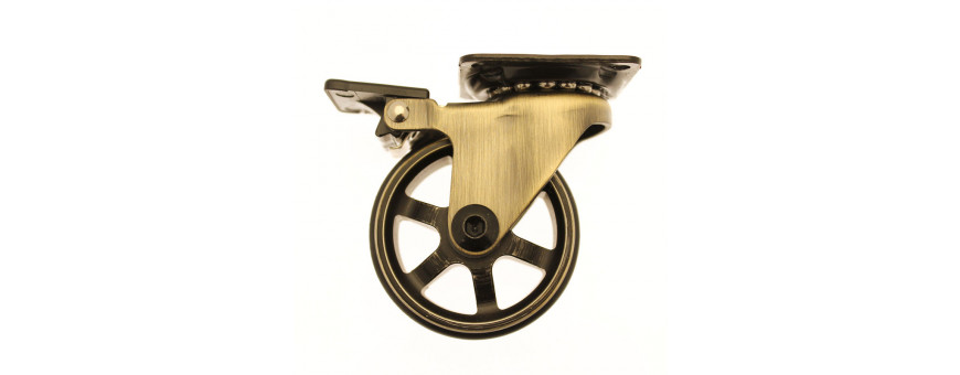 Roulettes pivotantes sur platine pour petit mobilier et manutention