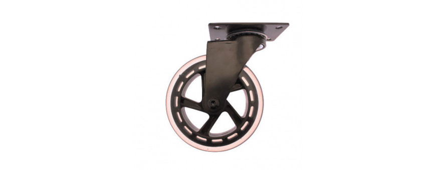 Roulettes pivotantes sur platine pour petit mobilier et manutention