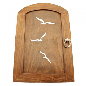 Boîte à Clés Oiseaux, en Bois avec décor Laiton Nickelé.