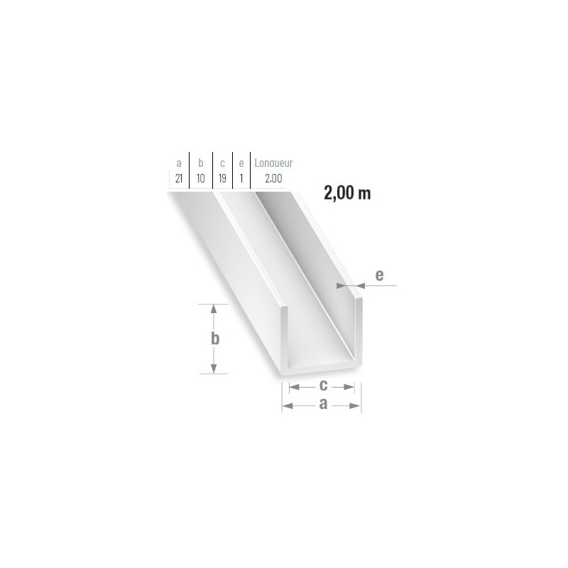 Les profilés en U PVC blanc d'une longueur de 2 mètres