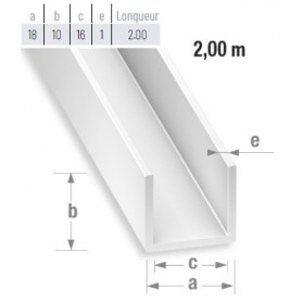 Profile PVC blanc en U de 2 mètres