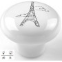 Les Boutons décoratifs de meuble motif Tour Eiffel porcelaine blanche