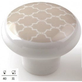 Bouton de meuble porcelaine blanc et couleur sable