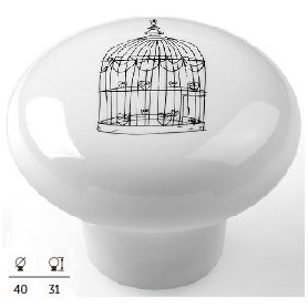 Bouton de meuble motif cage aux oiseaux