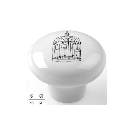 Bouton de meuble motif cage aux oiseaux