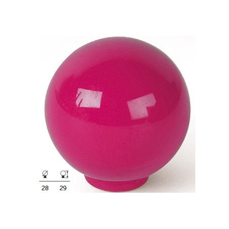 Bouton de meuble sphérique en ABS couleur rose Fuchsia