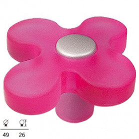 Bouton de meuble en résine forme fleur rose