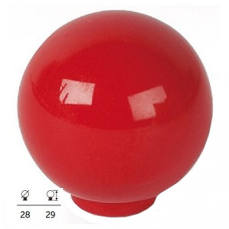 Bouton de meuble sphérique en ABS couleur rouge