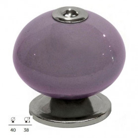 Bouton décoratif de meuble en porcelaine Mauve