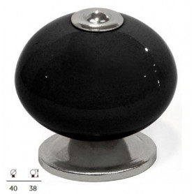 Bouton de meuble décoratif en porcelaine noire