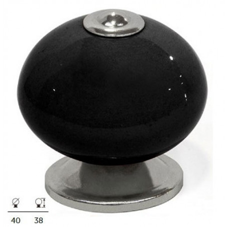 Bouton de meuble décoratif en porcelaine noire