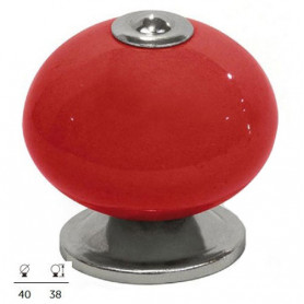 Bouton décoratif de meuble en porcelaine Rouge