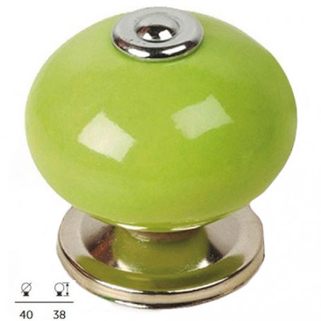 Bouton décoratif de meuble en porcelaine Vert Pistache