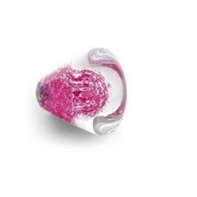 Bouton de Meuble Conique Micro Bulles Rose Fuchsia avec Insert