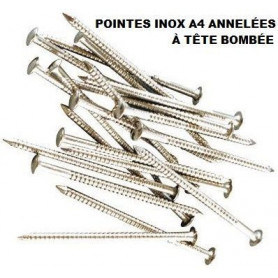 Pointes Tête Ronde Bombée Annelée Inox A4