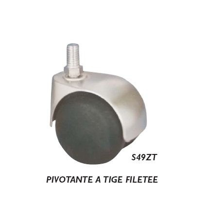 Roulette pivotante à tige filetée de 10 mm spéciale ameublement