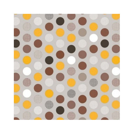 Adhésif fantaisie Pois multicolores fond Taupe 20m x 45cm