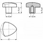 Bouton taraudé à tête lisse forme triangle en inox mat , 4 dimensions