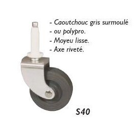 Lot de quatre roulettes pivotantes et fixes caoutchouc noir 65mm…