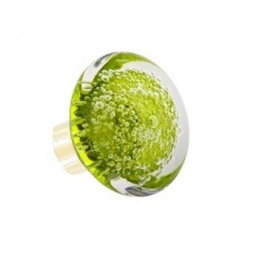 bouton de porte en verre forme disque microbulles Vert Anis Laiton