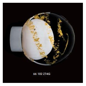 Bouton de Porte Malo Volutes Blanc Embase Chrome Paillettes d'Or