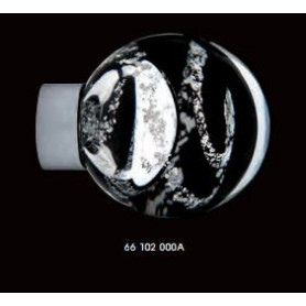 Bouton de Porte Malo Volutes  Incolore Embase Nickel Satiné Paillettes d'Argent