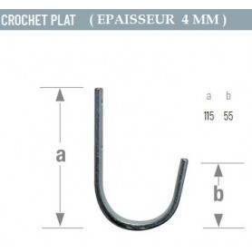 Cotes du crochet Plat Acier époxy de 4 mm d'épaisseur