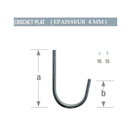 Cotes du crochet Plat Acier époxy de 4 mm d'épaisseur