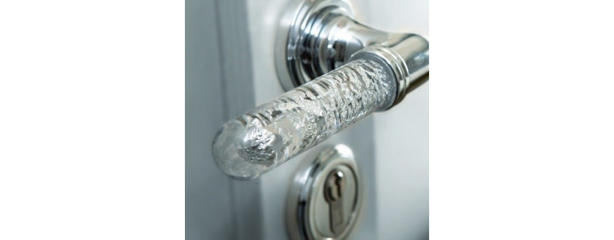 Poignées ou béquilles de porte en verre Alberto Verreries de Bréhat