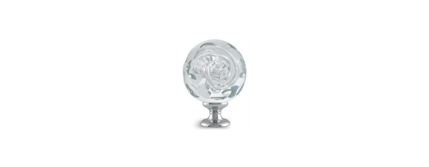 Boules d'escalier en verre, modèles LOUPE des Verreries de Bréhat