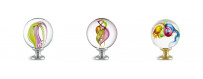 Boules d'escalier en verre, modèles MULTICOLORES des Verreries de Bréhat