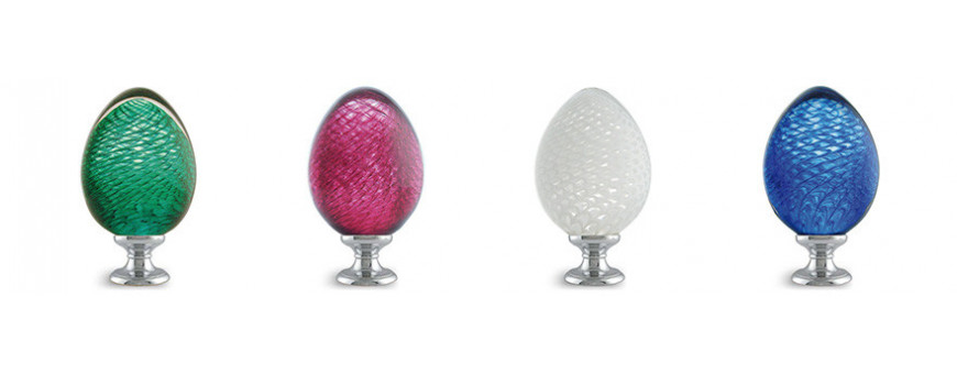 Boules d'escalier en verre, modèles OVOIDE des Verreries de Bréhat