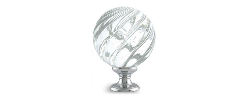 Boules d'escalier en verre, modèles VRILLE des Verreries de Bréhat