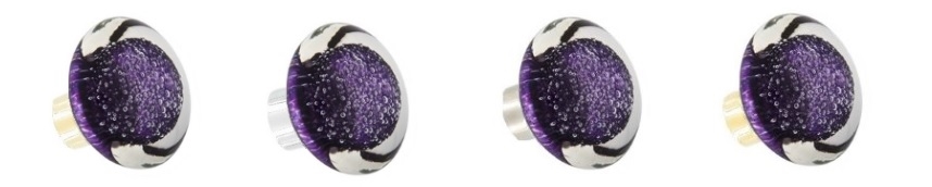 Boutons de porte en verre forme disque Microbulles ou Mousse Hyacinthe des Verreries de Bréhat