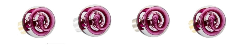 Bouton de porte en verre de forme sphérique modèles Tubes de Bulles Rose Fuchsia des Verreries de Bréhat, référence 66401230.