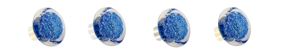 Boutons de porte en verre forme disque gamme Séduction Microbulles Bleu des Verreries de Bréhat