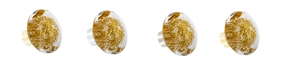 Boutons de porte en verre Jaune Topaze des Verreries de Bréhat. Bouton de forme disque, autres coloris disponibles.