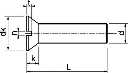 Dimensions des vis à tête fraisée inox A4 marine