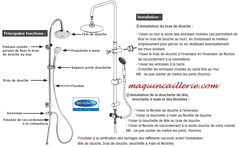 Combi-douche Otaki chromé décriptifs