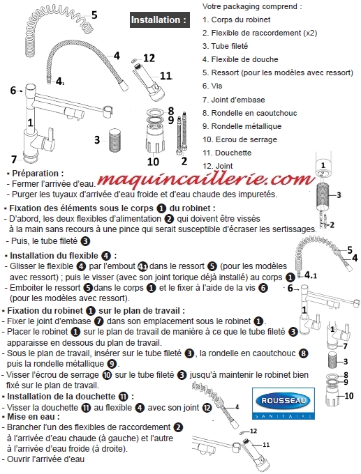 Schéma du mitigeur d'évier à 2 jets Stoli