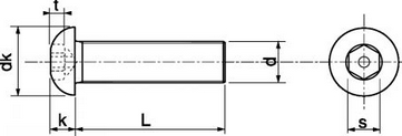 Schéma de la vis six pans creux à ergot inox